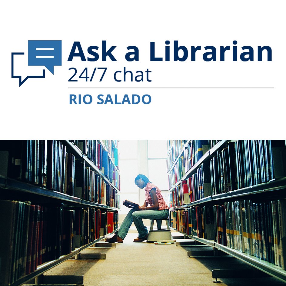 RioSaladoOnline's tweet photo. Ask a Librarian is a free service available 24/7 to help you start your research, find resources, answer questions about citing sources and more.  Go ahead, give it a try. 
Ask a Librarian now: https://t.co/QK6PhawaiY. 
#RioWaves #Library #Research #StudentSuccessTips https://t.co/ZhV9DLAanu