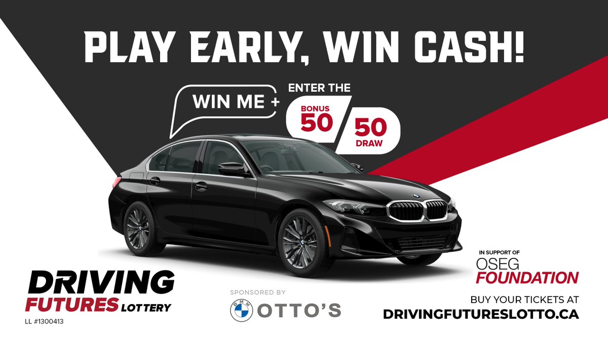 Feeling extra lucky today? 🍀

Opt into the Bonus 50|50! When you add Driving Futures lottery tickets to your cart, you'll unlock access to 50|50 ticket sales, too. 

Buy tickets now: drivingfutureslotto.ca/fs
