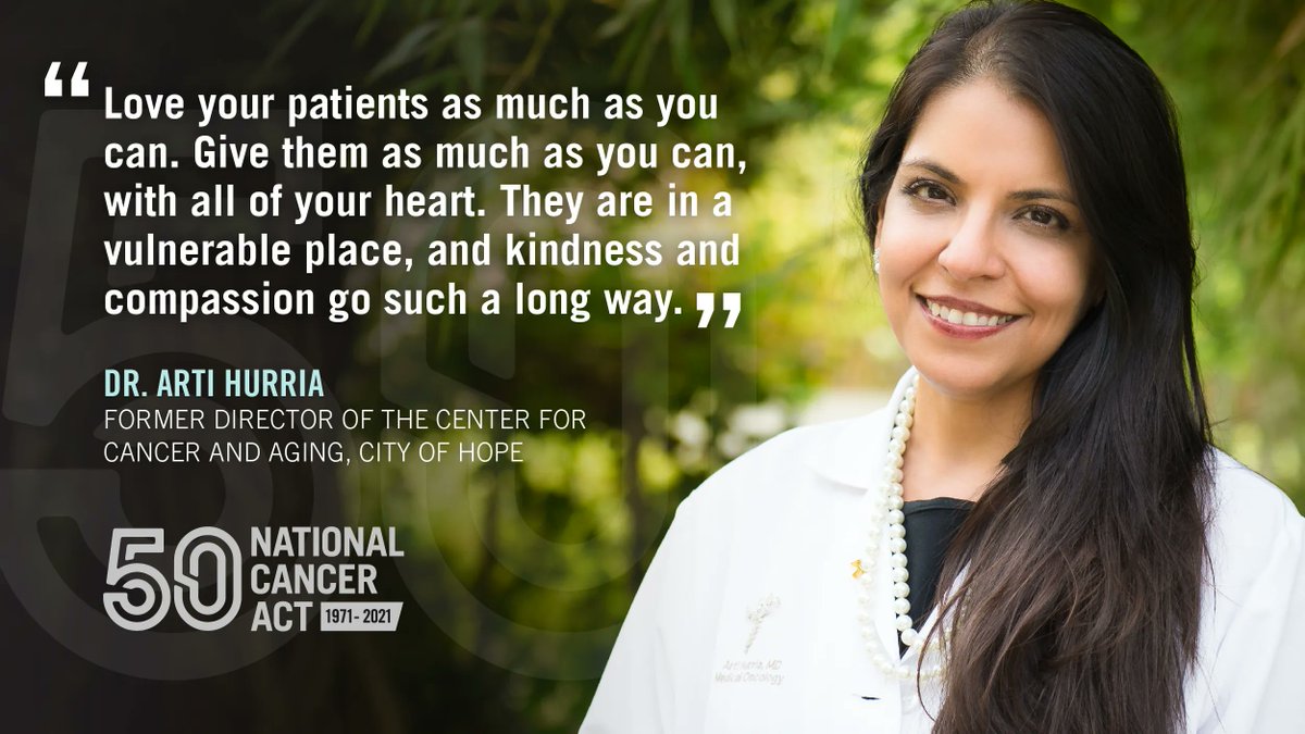 Remembered as a caring doctor and world leader in #GeriatricOncology at @cityofhope, Dr. Arti Hurria was a first-generation American who found her calling working to ensure that #CancerCare met the specific needs of the elderly. cancer.gov/news-events/ca… #WomensHistoryMonth