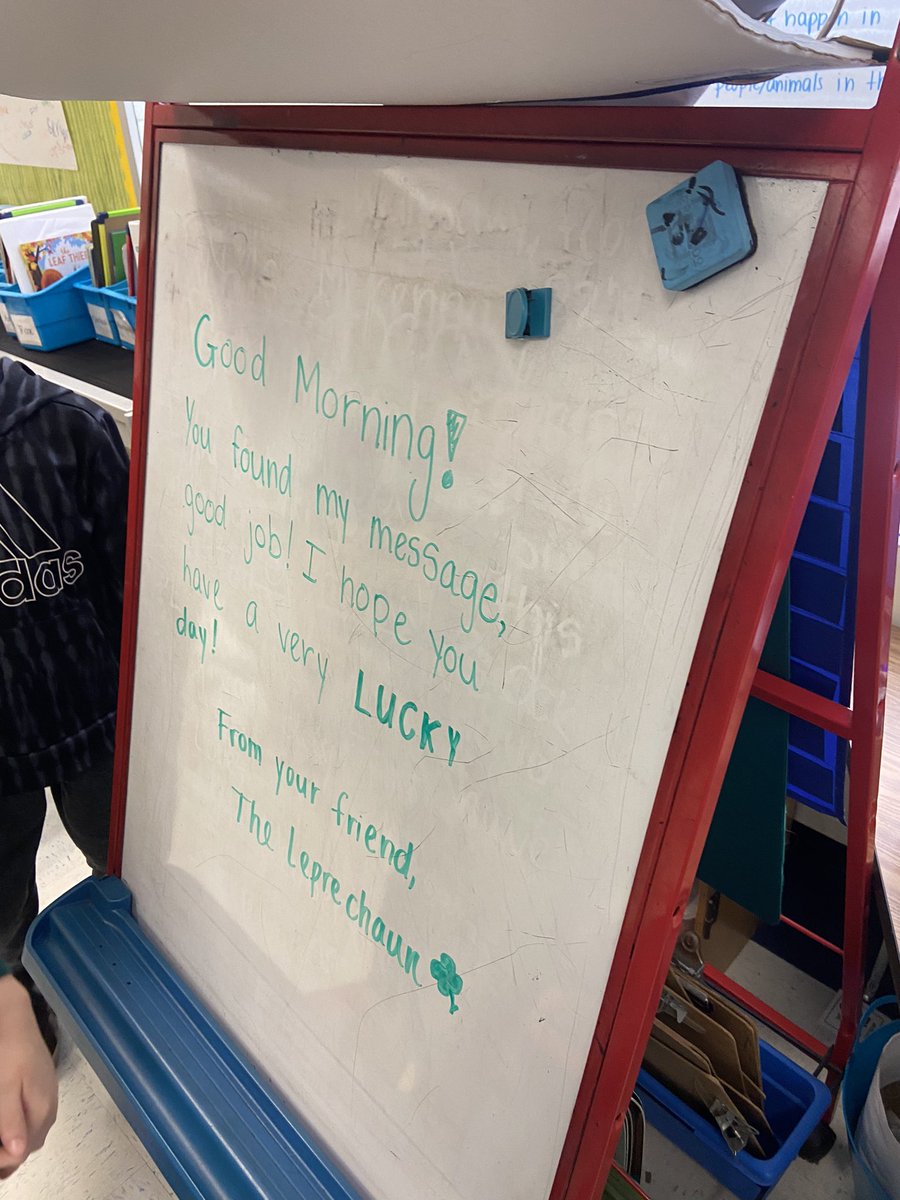 That tricky Leprechaun hid our morning message this morning! Thankfully my first graders were able to find it 🍀🍀🍀