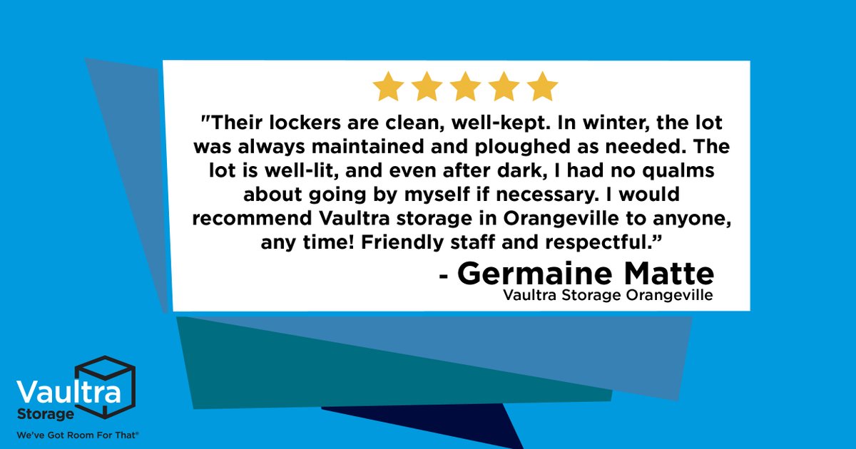 It's always #HappyStoring with us! We appreciate all customer feedback. 🙂

#VaultraStorage #Orangeville #WeveGotRoomForThat