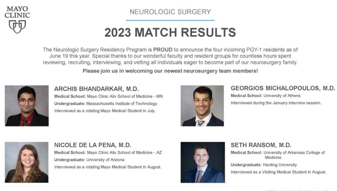 Benjamin Elder, MD/PhD (@beneldermd) on Twitter photo Congratulations to an outstanding group and welcome to the <a href="/MayoNsgyRes/">Mayo Clinic Neurosurgery Residency</a> family. @archisrb <a href="/nm_delapena/">Nicole De La Pena</a> Congratulations to an outstanding group and welcome to the <a href="/MayoNsgyRes/">Mayo Clinic Neurosurgery Residency</a> family. @archisrb <a href="/nm_delapena/">Nicole De La Pena</a>