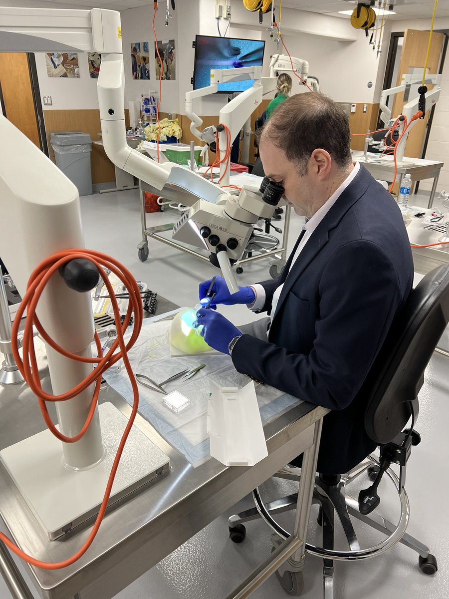 Microsurgical training is cross-training for all neurosurgeons. Skills lab introduced #orbitozygomatic craniotomy model 3D printed by <a href="/JonStoneMD/">Jonathan Stone, MD</a> lab for practicing direct arterial bypass at depth