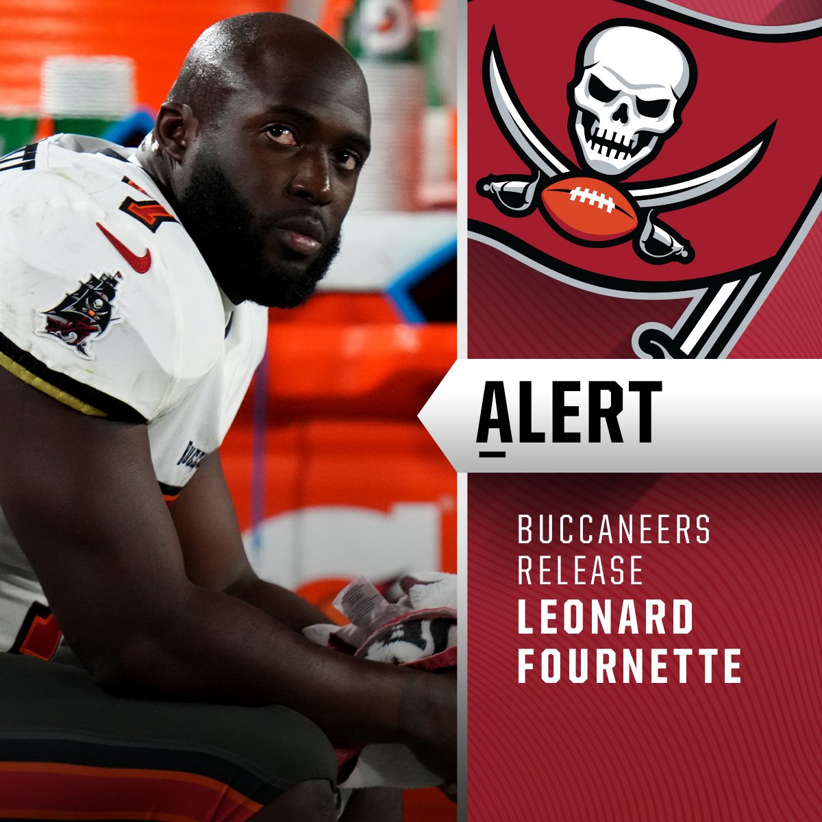 NFL's tweet photo. Buccaneers release RB Leonard Fournette. https://t.co/eGxkPuZQK9