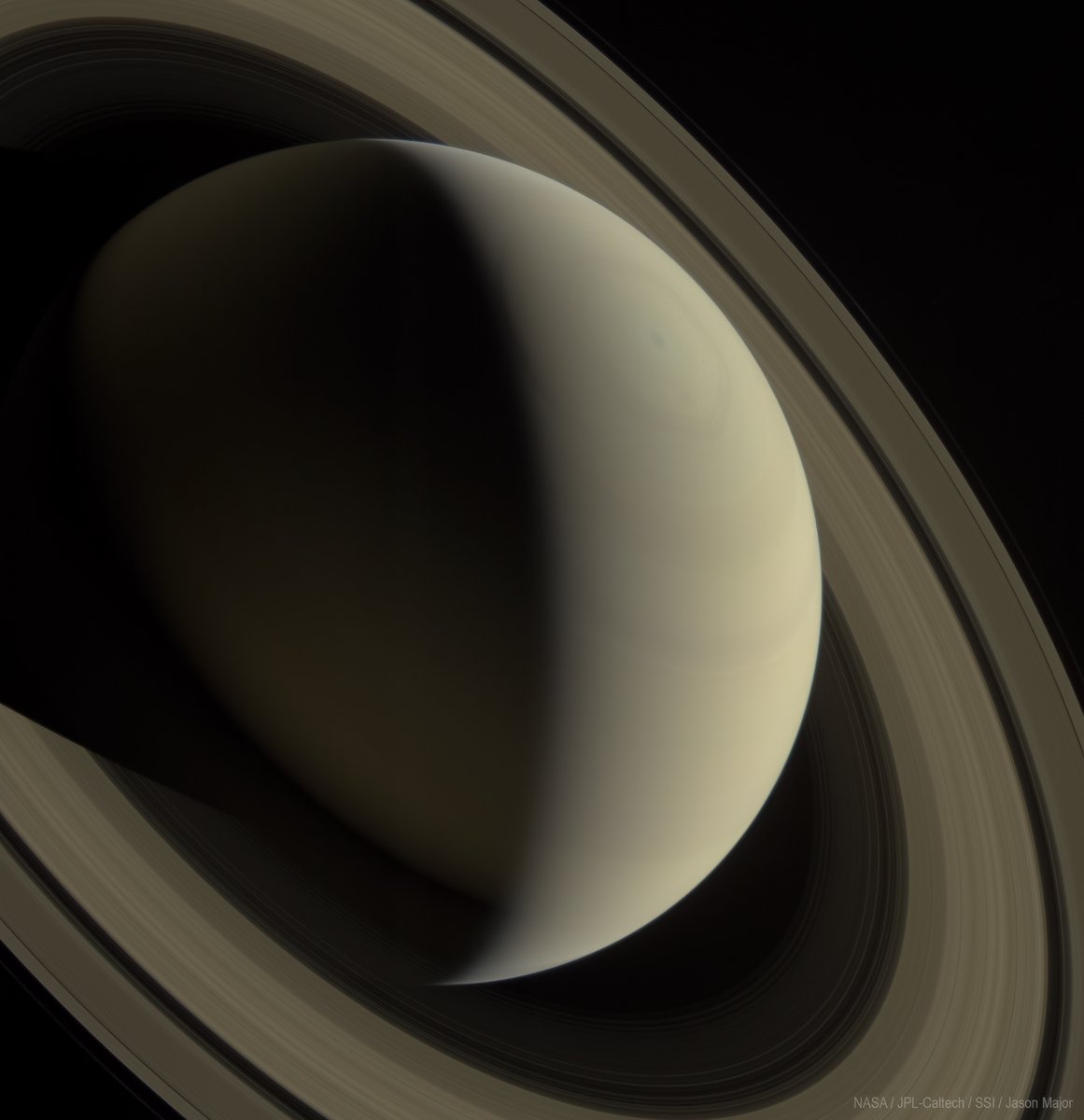 A view of Saturn's northern hemisphere made from images acquired by Cassini on March 17, 2014 #OTD from a distance of 2.5 million km. Saturn has an axial tilt of 26.7º relative to its orbital plane. Credit: @nasa @NASAJPL @Caltech @spacescienceins Cassini Imaging Team & @JPMajor