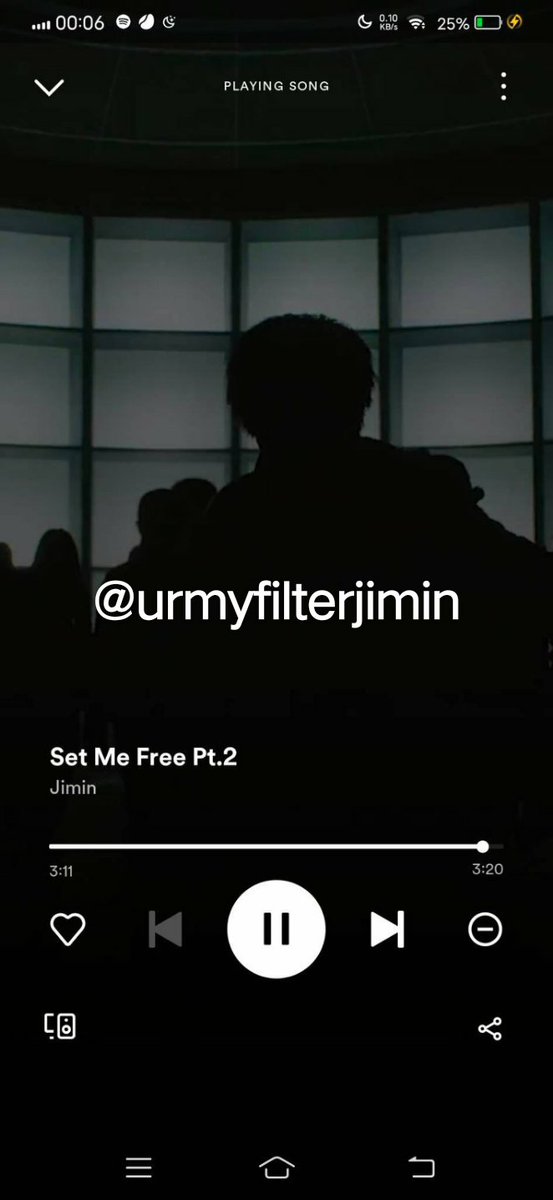 urmyfilterjimin's tweet photo. @Eine1881 @BTS_twt Day 1 Stream 21 Spotify (other device)

#SetMeFreePt2IsComing 
#SetMeFree_Pt2_OutToday
#지미니가_퍼포로_뿌시러옴

I AM LISTENING TO #SetMeFree_Pt2 from the album #Jimin_FACE by #JIMIN of @BTS_twt https://t.co/cf4AlEOuEF