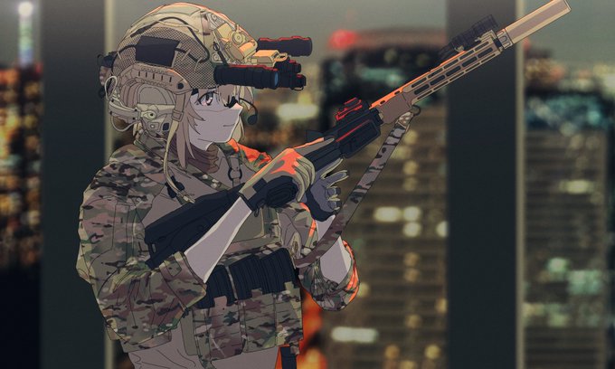 「1girl m4 carbine」 illustration images(Latest)