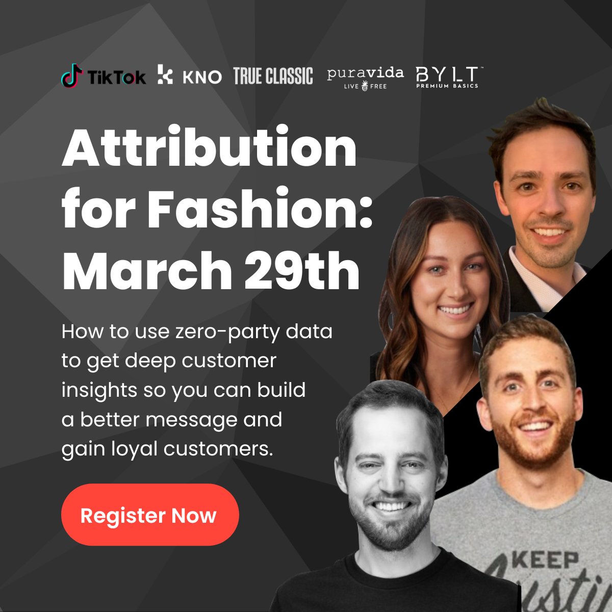 Alright, can't hold it any longer.   You're going to want to take advantage of this.  

Doing a webinar with @BYahalom (<a href="/trueclassictees/">True Classic</a>), <a href="/puravidabrac/">Pura Vida Bracelets</a> and <a href="/BYLTbasics/">BYLT Basics</a> on how they effectively scaled <a href="/tiktok_us/">TikTok US</a>.  

We'll walk through real strategies and the data behind it.  No BS