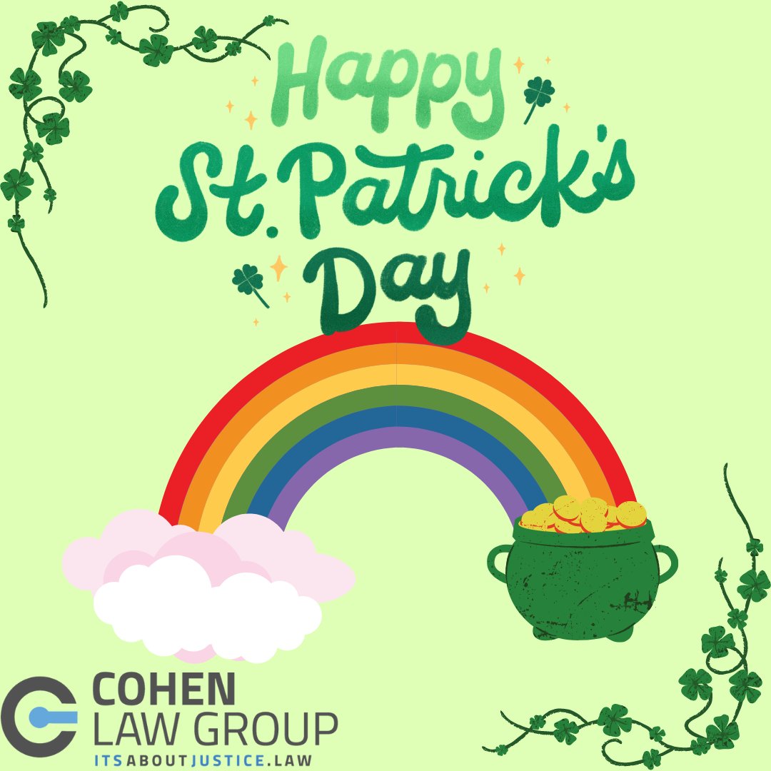 Happy St. Patrick's Day from Cohen Law Group! Have fun today and be safe! #stpatricksday #lucky #irish #clg