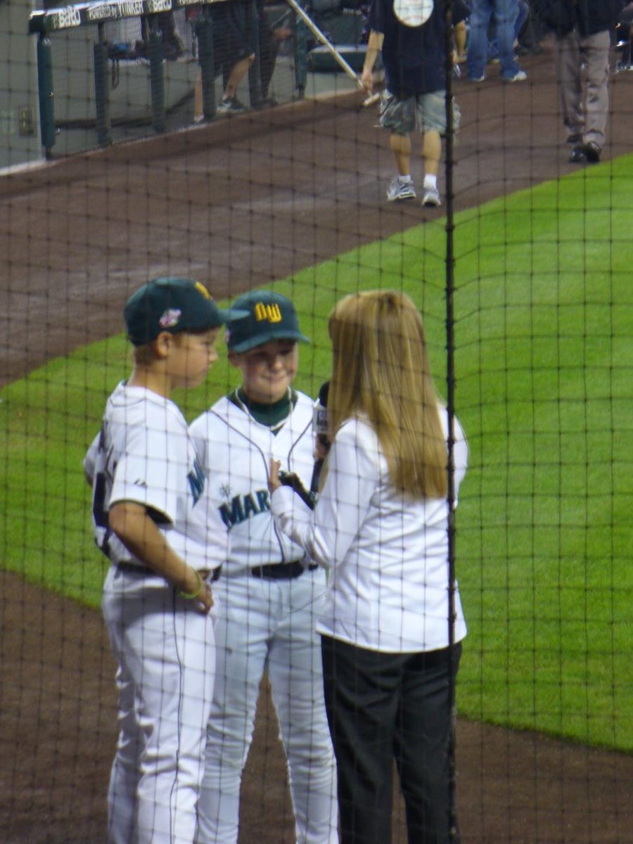 shannondrayer's tweet photo. So it turns out my first interview with Cooper Hummel was not on the #Mariners Hot Stove this winter, it was at Safeco Field in 2007. His mom found the pic. Moms are the best! https://t.co/O84WXsmQls