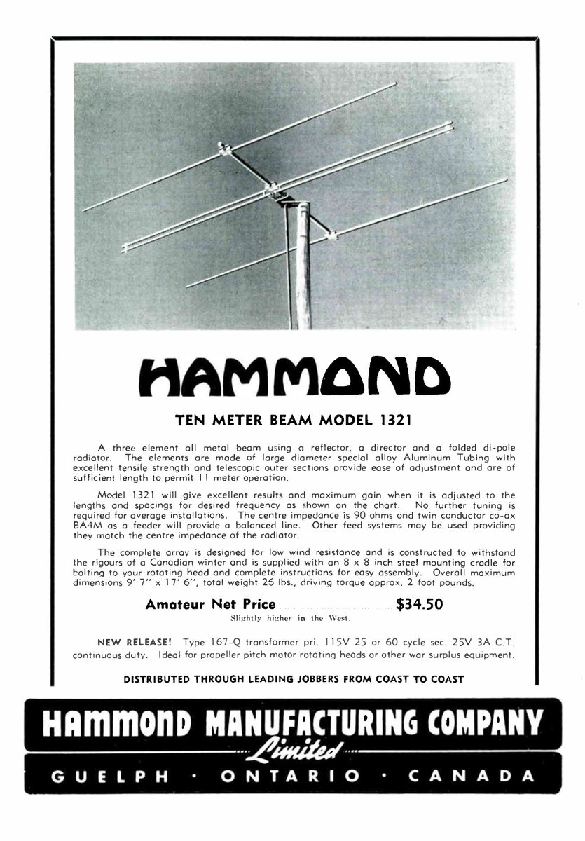 19WAC3067's tweet photo. #hamradio #amateurradio #amateurfunk #hamr #cbradio #27mc #SWL #DX #SDR #HFbands #vintage #Hammond ad late 40's. https://t.co/ZPhk8rjiRo