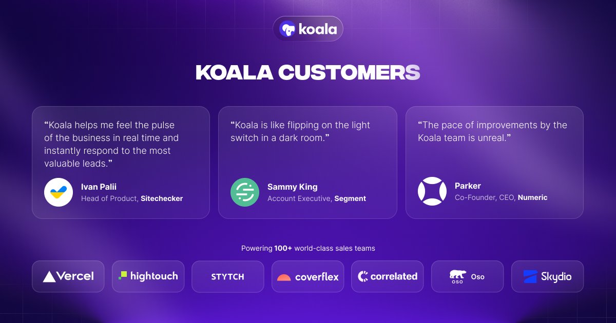 getkoala_com's tweet photo. Launch Week / Day 4️⃣ and 5️⃣

Careful 👀 will notice that we promised 5 launches this week, have only delivered 3, and have 1 day left => DOUBLE LAUNCH DAY!  

But first, thank you to the folks who made this whole week possible: our customers!

Deets: https://t.co/KzY6cuaAnw https://t.co/FZDyw9DPFG