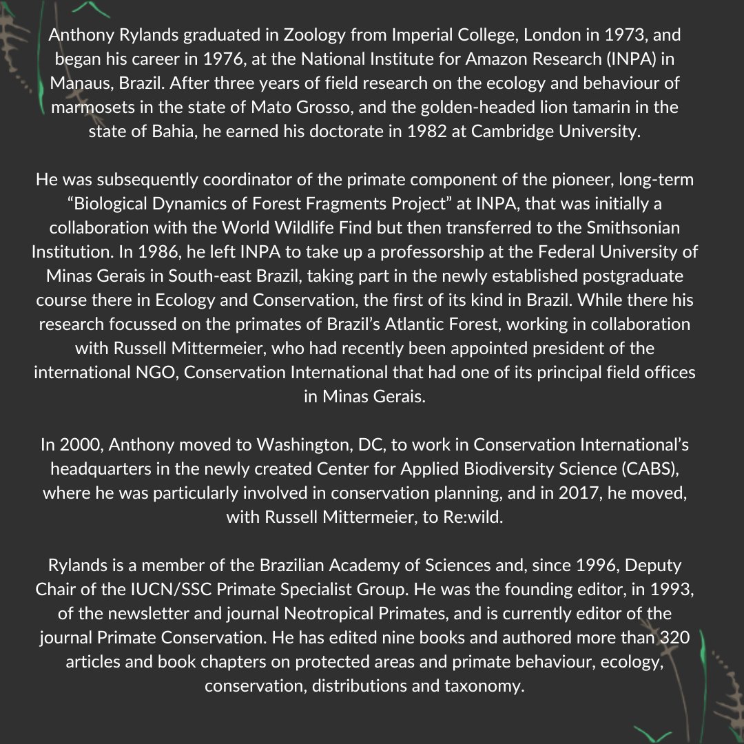 We are delighted to announce Dr. Anthony Rylands as our 1st plenary speaker at our Spring meeting! ❤️ Anthony was the recipient of our 2022 Osman Hill Memorial award &amp; he joins us this May to give his talk, "Primate taxonomy and Conservation" 👏🐒 #PSGBspring2023