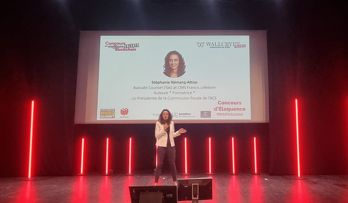 Wallcrypt (@wallcrypt) on Twitter photo Il s'agit de notre sixième candidate ! Stéphanie NÉMARQ-ATTIAS, <a href="/SNemarqAttias/">Stéphanie Némarq-Attias</a>, Avocate fiscaliste nous présente actuellement les NFTs !
#Crypto #NFT #crypto #event #Web3pitchcontest <a href="/Web3Virtuality/">Virtuality Web3 Summit</a> <a href="/AFPAO_Fr/">AFPAO</a> Il s'agit de notre sixième candidate ! Stéphanie NÉMARQ-ATTIAS, <a href="/SNemarqAttias/">Stéphanie Némarq-Attias</a>, Avocate fiscaliste nous présente actuellement les NFTs !
#Crypto #NFT #crypto #event #Web3pitchcontest <a href="/Web3Virtuality/">Virtuality Web3 Summit</a> <a href="/AFPAO_Fr/">AFPAO</a>