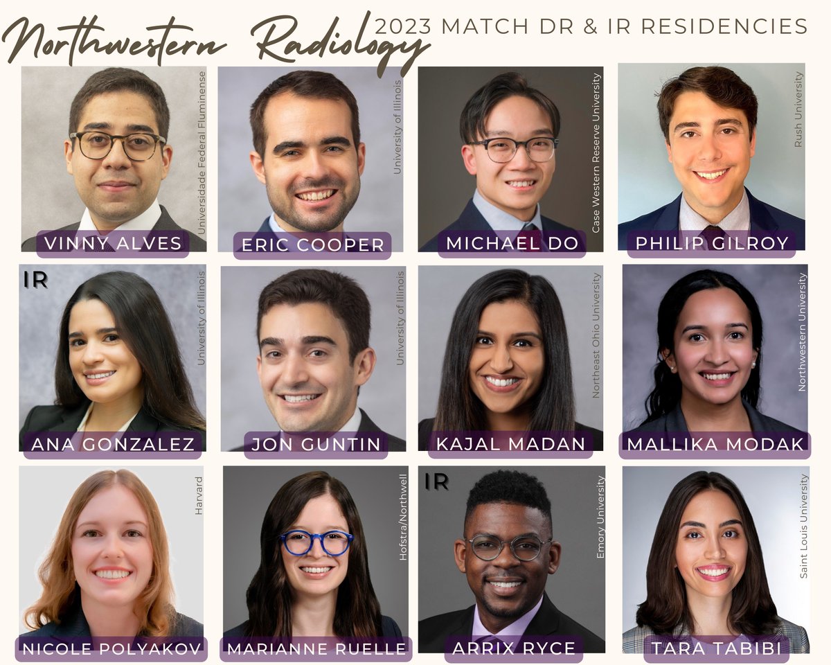 Northwestern Radiology (@nuradiology) on Twitter photo We are pleased to announce the incoming residents for Diagnostic Radiology and Interventional Radiology! Congratulations to all who matched! #matchday #matchday2023 <a href="/NorthwesternIR/">NorthwesternIR</a> <a href="/NorthwesternU/">Northwestern</a> <a href="/NURadRes/">NU Radiology Residents</a> #InterventionalRadiology #futureradres We are pleased to announce the incoming residents for Diagnostic Radiology and Interventional Radiology! Congratulations to all who matched! #matchday #matchday2023 <a href="/NorthwesternIR/">NorthwesternIR</a> <a href="/NorthwesternU/">Northwestern</a> <a href="/NURadRes/">NU Radiology Residents</a> #InterventionalRadiology #futureradres