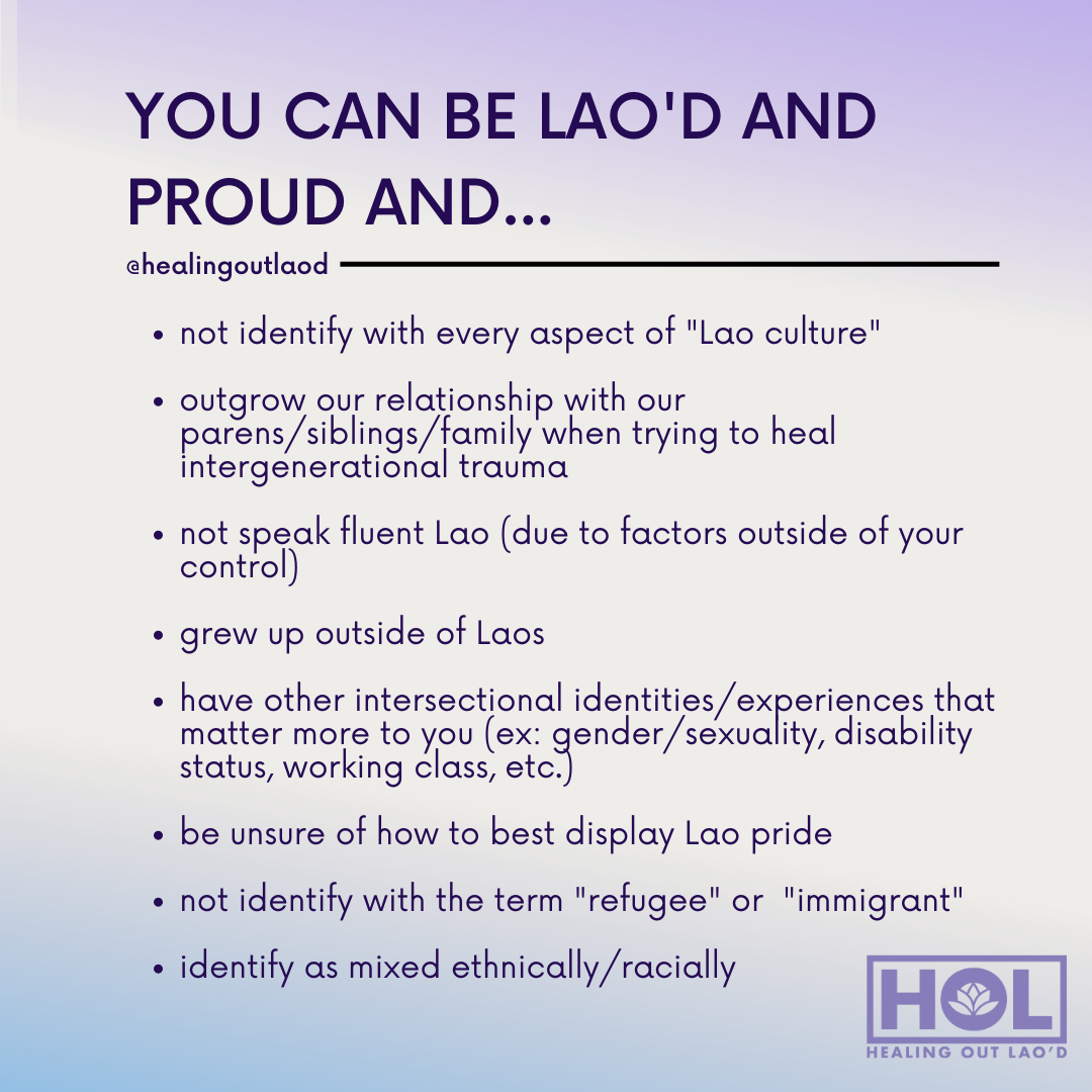 may you acknowledge how your identities can shift and the intensities in which you feel those shifts, shift over time. 

#HEALINGOUTLAOD #LaoHealingMovement #aapitherapist #laotherapist #asianamericanmentalhealth