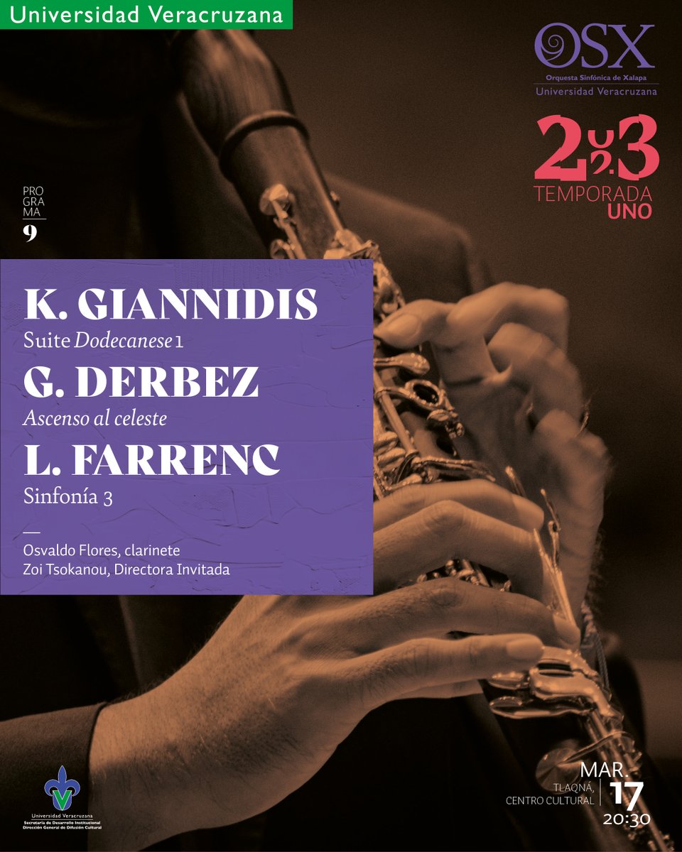 OSXUV's tweet image. ¡Viernes de #ConciertOSX en Tlaqná!🎶
#konstantinidis #Derbez #farrenc
Segundo Concierto por la Lucha de Igualdad de Género #8M👩👩‍🦰👩‍🦳🧔‍♀️🧓🏻
🎟️Boletos en: orquestasinfonicadexalapa.com