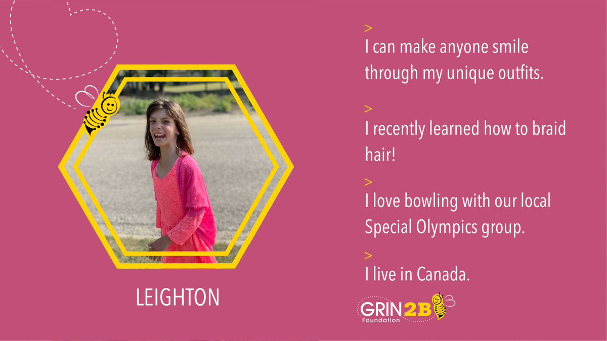 GRIN2Bsyndrome's tweet photo. Meet Leighton! She has a unique sense of style and loves bowling with the Special Olympics! πππ
#facesofGRIN2B #grin2bees #GRIN2BAwareness https://t.co/FlG0WUOa1R