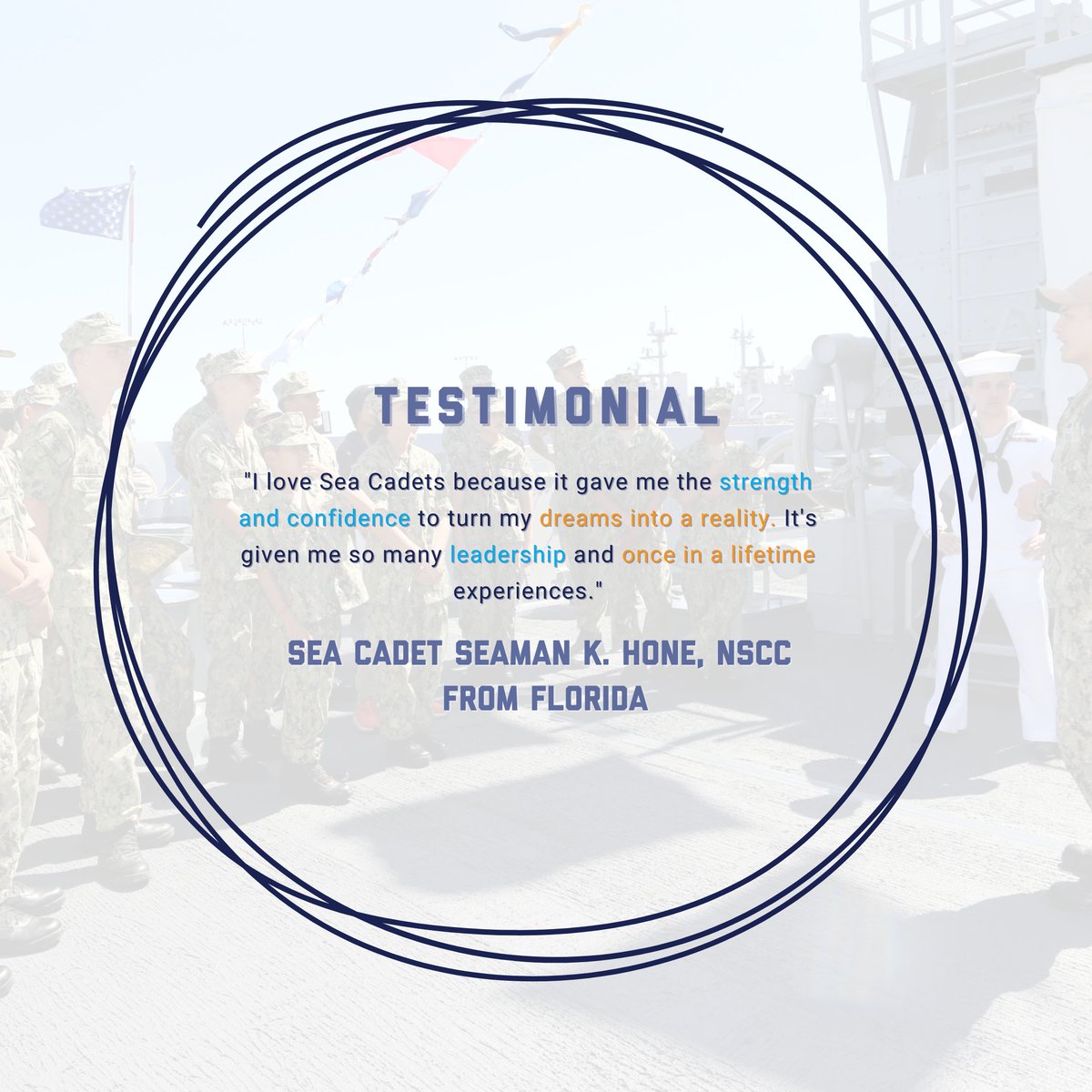 This week we're featuring testimonials from our cadets about our youth program! • What is your favorite leadership lesson you've learned from being in Sea Cadets?