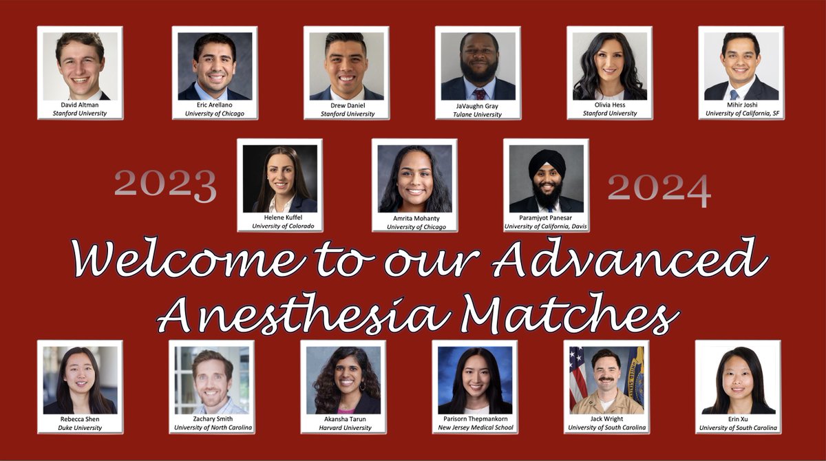 Ed Mariano, MD, MAS, FASA 🇺🇸🇵🇭 (@EMARIANOMD) on Twitter photo 2023-03-17 21:24:00 Congratulations to the medical students who matched into #anesthesiology at Stanford! So excited that you'll be joining the @stanfordanes family! #Match2023 #MatchDay Congratulations to the medical students who matched into #anesthesiology at Stanford! So excited that you'll be joining the @stanfordanes family! #Match2023 #MatchDay