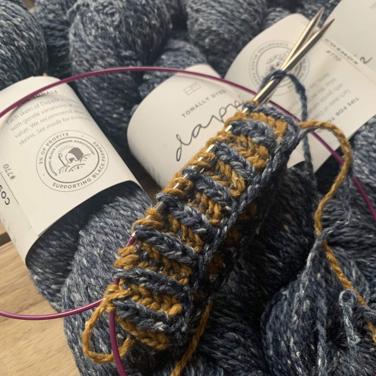 suzidao's tweet image. Baby’s first brioche #knitting #BrooklynTweed #swatching