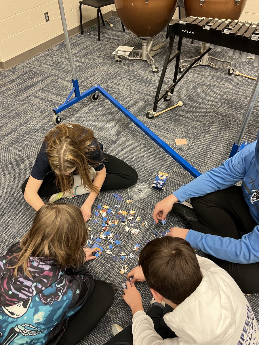 Freshmen putting together puzzles. Which strength do you rely on to complete a puzzle? #freemanfalcons #freemanstrengths