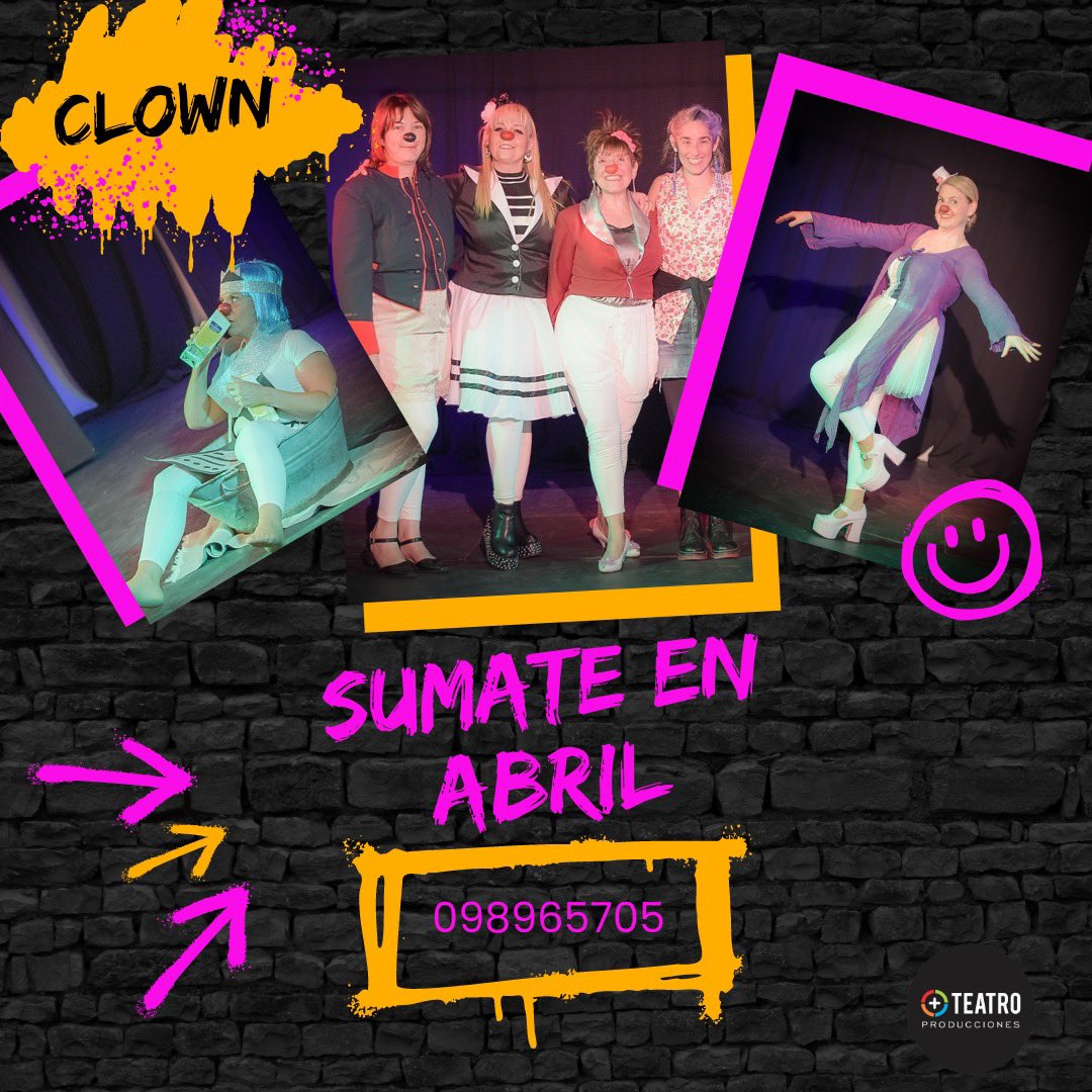 🎭 Clown 🎭

Sumate en Abril a este espacio de juego, diversión y teatro♥️

📍Las Piedras

📱098965705 

Profe Veronica San Vicente