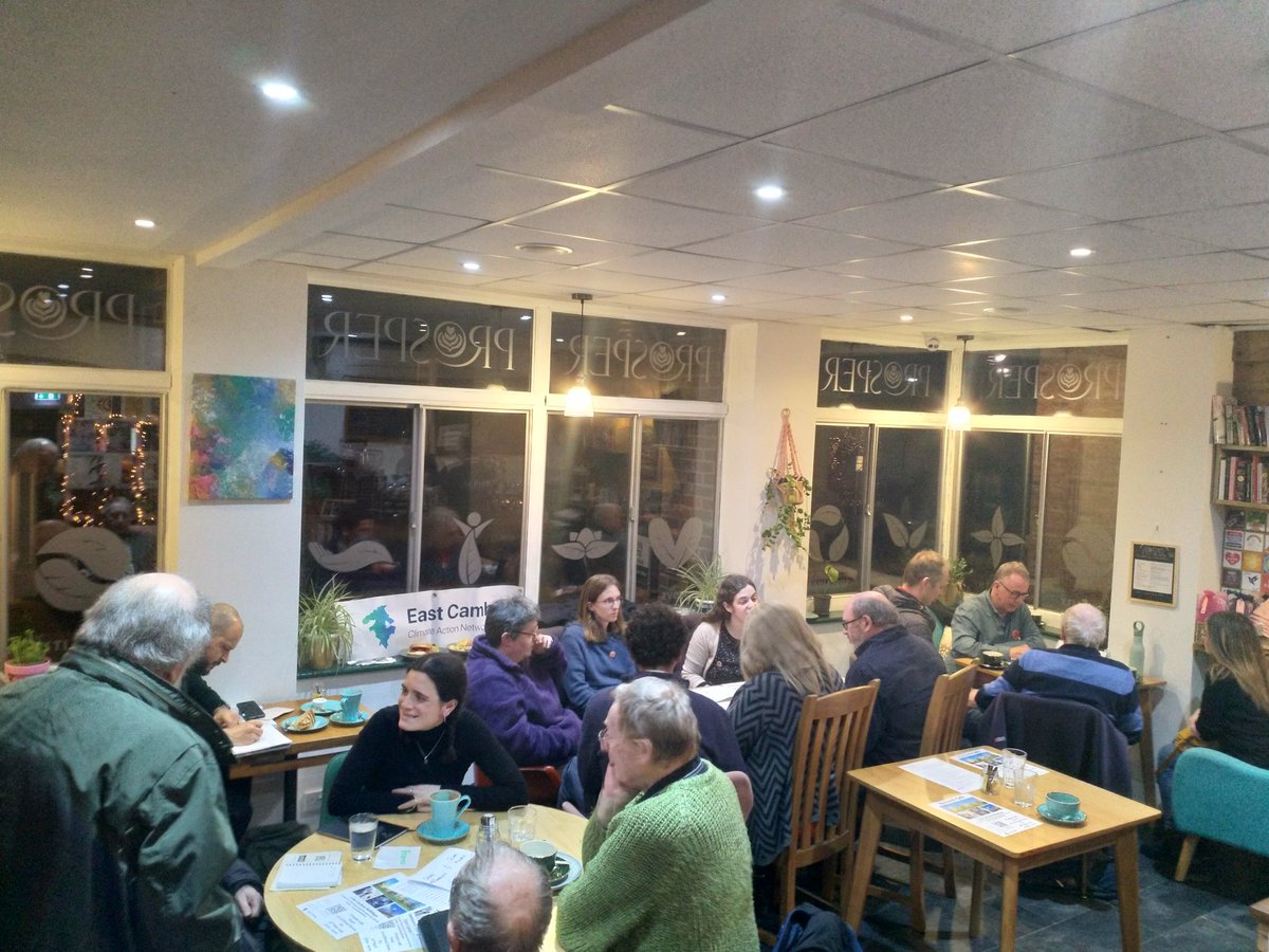 eastcambscan's tweet photo. @ClimateHuman Look at all these lovely people who turned up to our monthly #EarthCafe event in our little city of Ely in Cambridgeshire. People do care and want to know where they can direct their concern. #ClimateActionNow https://t.co/fMULe9BTS1