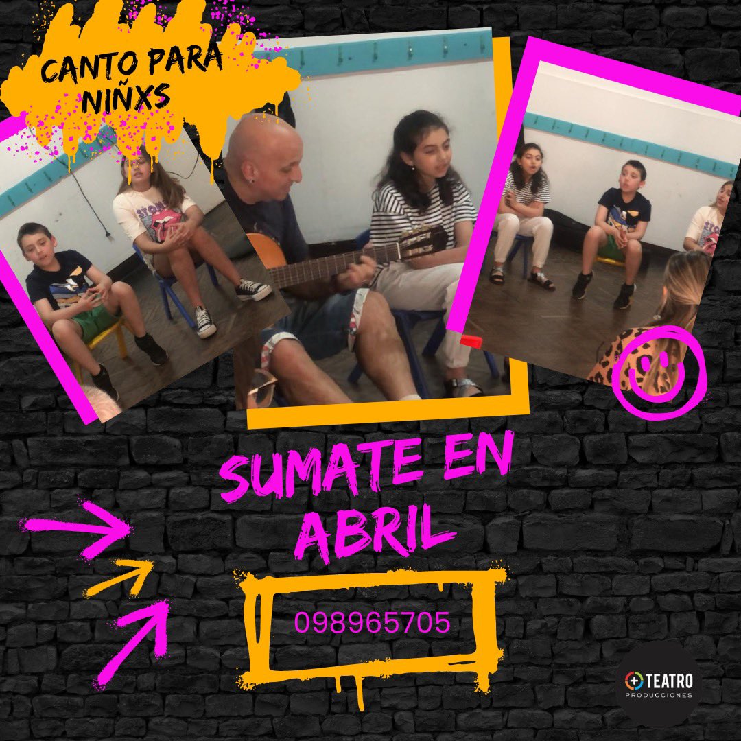 🎭 Canto para niñxs 🎭

Sumate en Abril a este espacio de juego, diversión y mucho canto♥️

📍Las Piedras

📱098965705 

Profe Diego Berardi