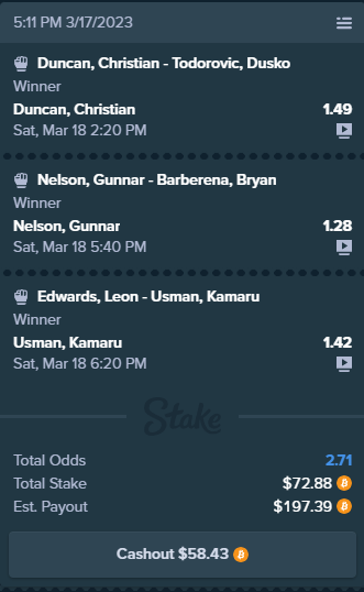 StakeVIPRewards's tweet image. If this #UFC286 #Parlay Hits, one lucky person wins it all! $200 #BTC #giveaway 

-Like + RT 
-Tag a friend!
-Follow 
@StakeVIPrewards

#sportsbetting #lock