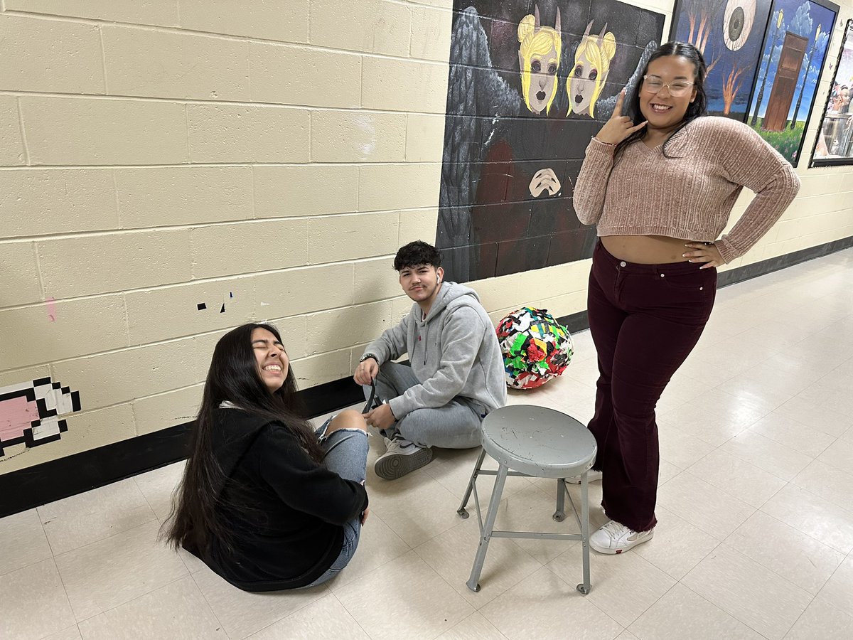 Currently, my high school Studio Art students are working on tape murals. We first have to take down the tape murals from last year -- it takes a while. Our motivation is to break <a href="/GWR/">Guinness World Records</a>'s record for the largest tape ball in the world! #tapeball <a href="/ProTapes/">Pro Tapes</a> #brentwoodstrong