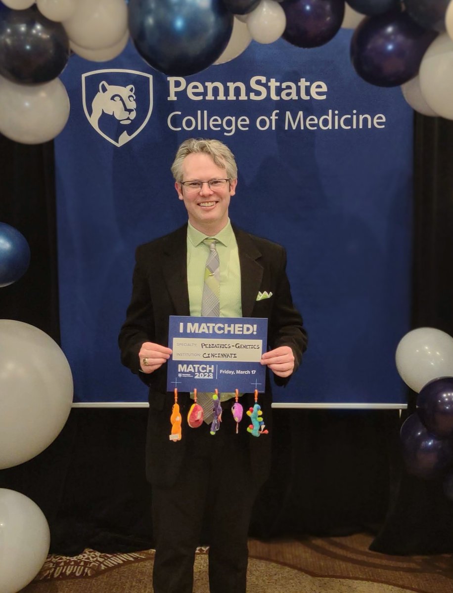 SpencerRKatz's tweet photo. Feeling incredibly lucky on this St. Patrick's Day to have #matched into combined Pediatrics/Medical Genetics residency at @CincyChildrens, especially during #MedicalGeneticsAwareness week!! Thank you to everyone who has supported me these past 9(!) years! #Match2023 #PSUMatch https://t.co/AlgmxPRL2a