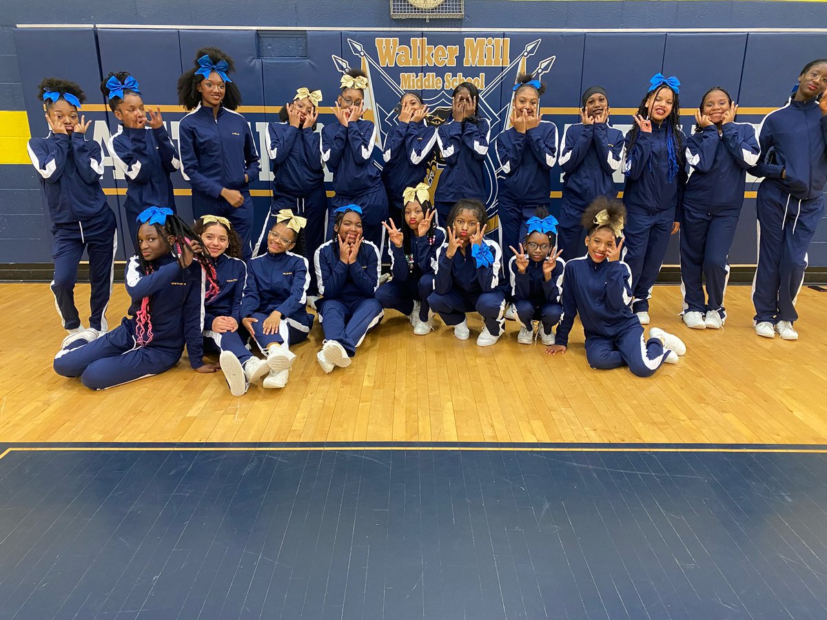 WalkerMillMS's tweet photo. The First Ladies of Walker Mill are ready to perform at the PGCPS Middle School Cheer Showcase! @WMMSTAG #wmms #pantherpride #schoolpride #blueandgold #CheerShowcase #pgcps #pgcpsproud #Cheerleader #MiddleSchoolAthletes #GoPanthers https://t.co/RzCnsXkwTY