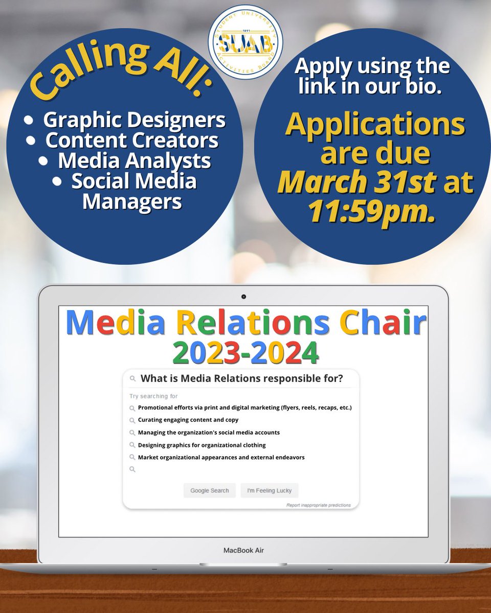 ncatsuab's tweet photo. Aggie Creatives, your time is NOW! Apply to be the 2023–2024 SUAB Media Relations Chair! Applications are located in the LinkTree located in our bio. Applications are due March 31st at 11:59pm. DM with any questions! https://t.co/Z0rPjE85aM