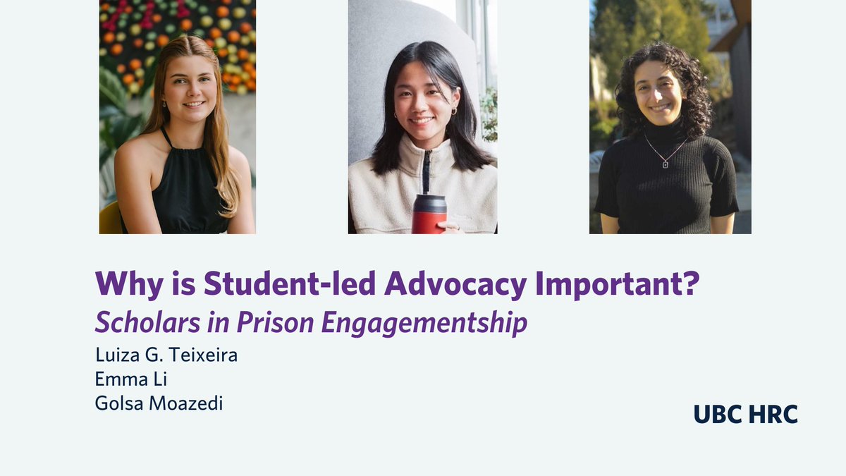 🔦 Student feature: Luiza Teixeira, Emma Li, and Golsa Moazedi reflect on the work they’ve done as part of the Scholars in Prison Engagementship. Read the full feature here: orice.ubc.ca/news/why-is-st…