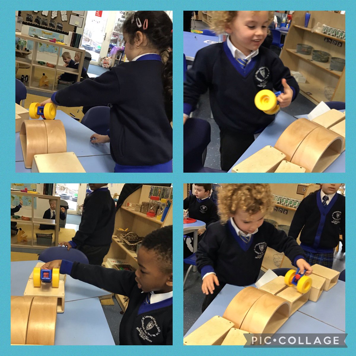 stmarysrcmidd's tweet photo. Mrs Lewis helped RC create bridges for the vehicles this week. Children decided which blocks to use depending on the size of vehicle. Some great maths vocabulary was being used! #longest #widest #shorter @WhiteRoseMaths https://t.co/uu2k2COJk8
