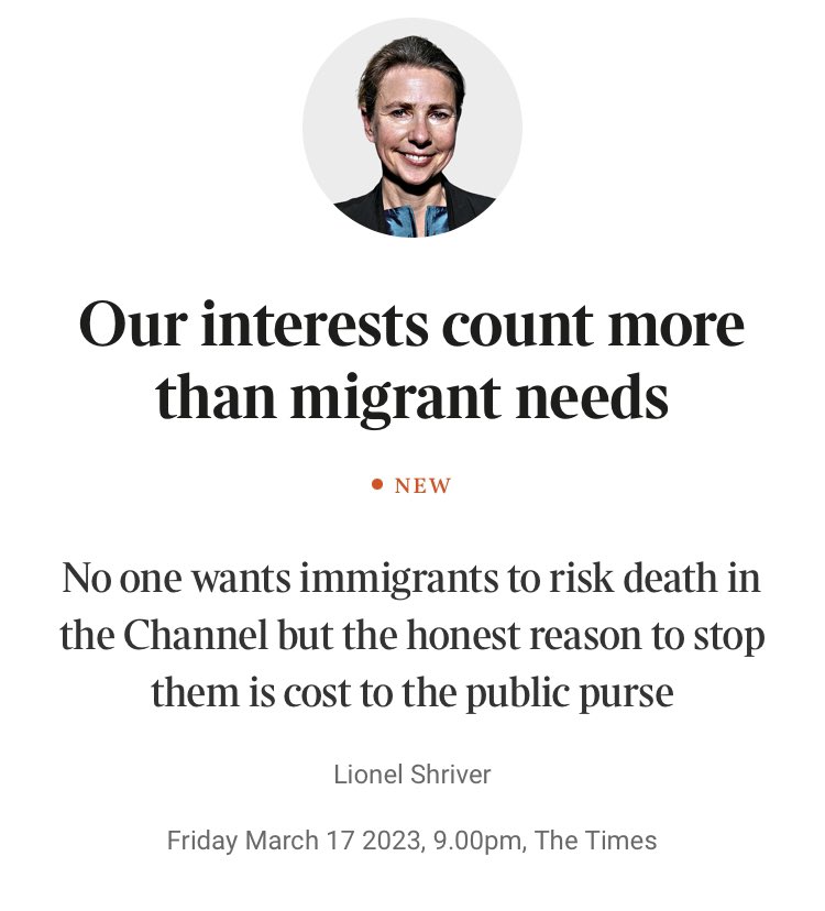 snigskitchen's tweet photo. Lionel Shriver is literally a migrant. Yet she still has the nerve to write hateful bilge about other migrants who flee war and persecution. She obviously sees a difference between herself and them, but I can't qwhite put my finger on what it is. 
H/T @brokenbottleboy https://t.co/BP2tAYispH
