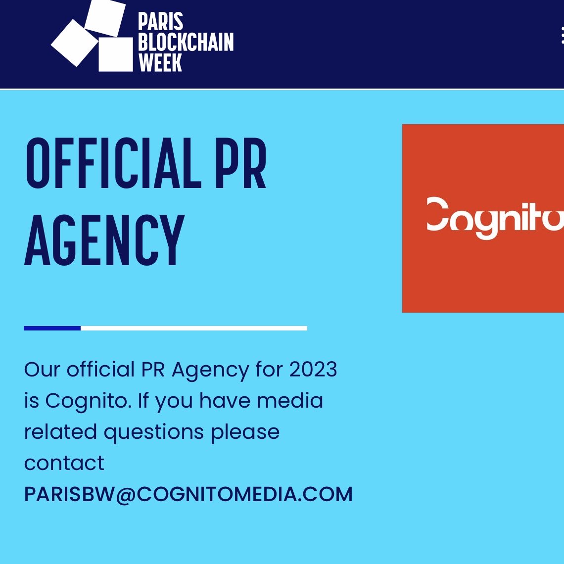 Anticipating! See you at ⁦<a href="/ParisBlockWeek/">Paris Blockchain Week</a>⁩ from 20-24 March 2023. One of the most influential global events in the #blockchain industry. Programme at parisblockchainweek.com #digitalassets #meta #web3 #AI #Paris ⁦<a href="/CognitoMedia/">Cognito</a>⁩ #LaFrance  #CarousselduLouvre