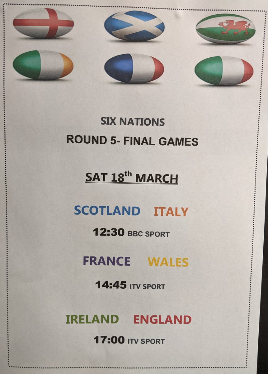 We're showing the final rugby matches this Saturday.