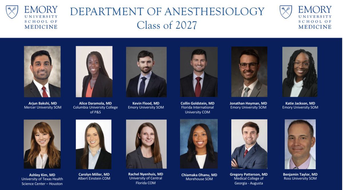 EmoryAnesthesia's tweet photo. We are so excited to welcome the Class of 2027 superstars to @EmoryAnesthesia. We are so thrilled to meet you all! 🥰

#Match2023 https://t.co/86h7PEAaOx