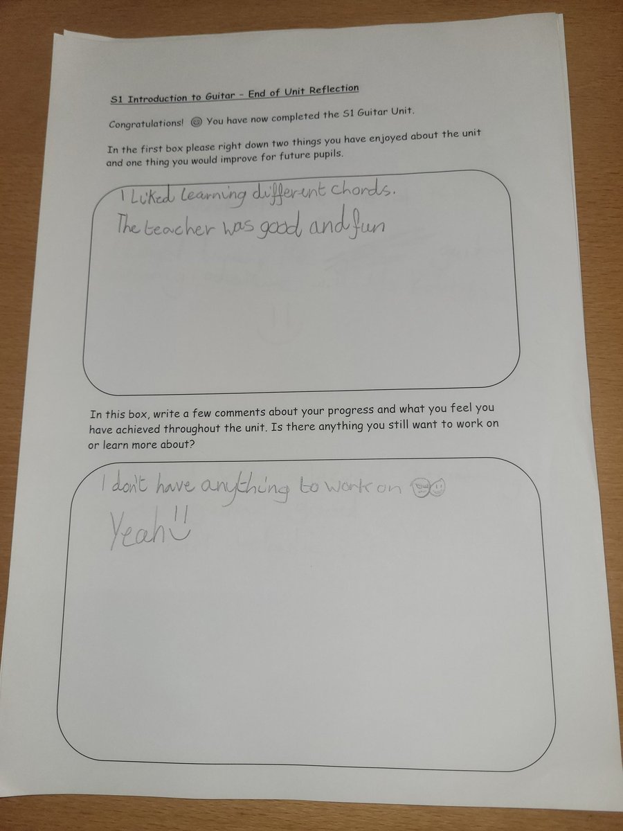 MissRobertson04's tweet photo. 1P1 have completed a guitar unit and have given great feedback on their learning! Looking forward to one more week at @brannock_high @BrannockArts to finish off what has been a great third year placement! 🎸🎶💜 https://t.co/3dWijznhE2