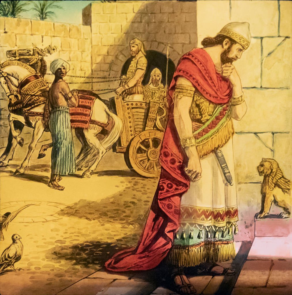 Seyyah Evliya Çelebi Seyahatname'de ''Buhtunnasır-ı Kurdî'' diye tanıttığı Yeni Babil İmparatoru II. Nebukadnezar'ın 1850'lerde yapılmış bir tasviri... II. Nebukadnezar (MÖ 605–562) yılları arasında hüküm sürmüştür. Kürt İmparatoru Siyaksares'in kızı Amytis ile evliydi.