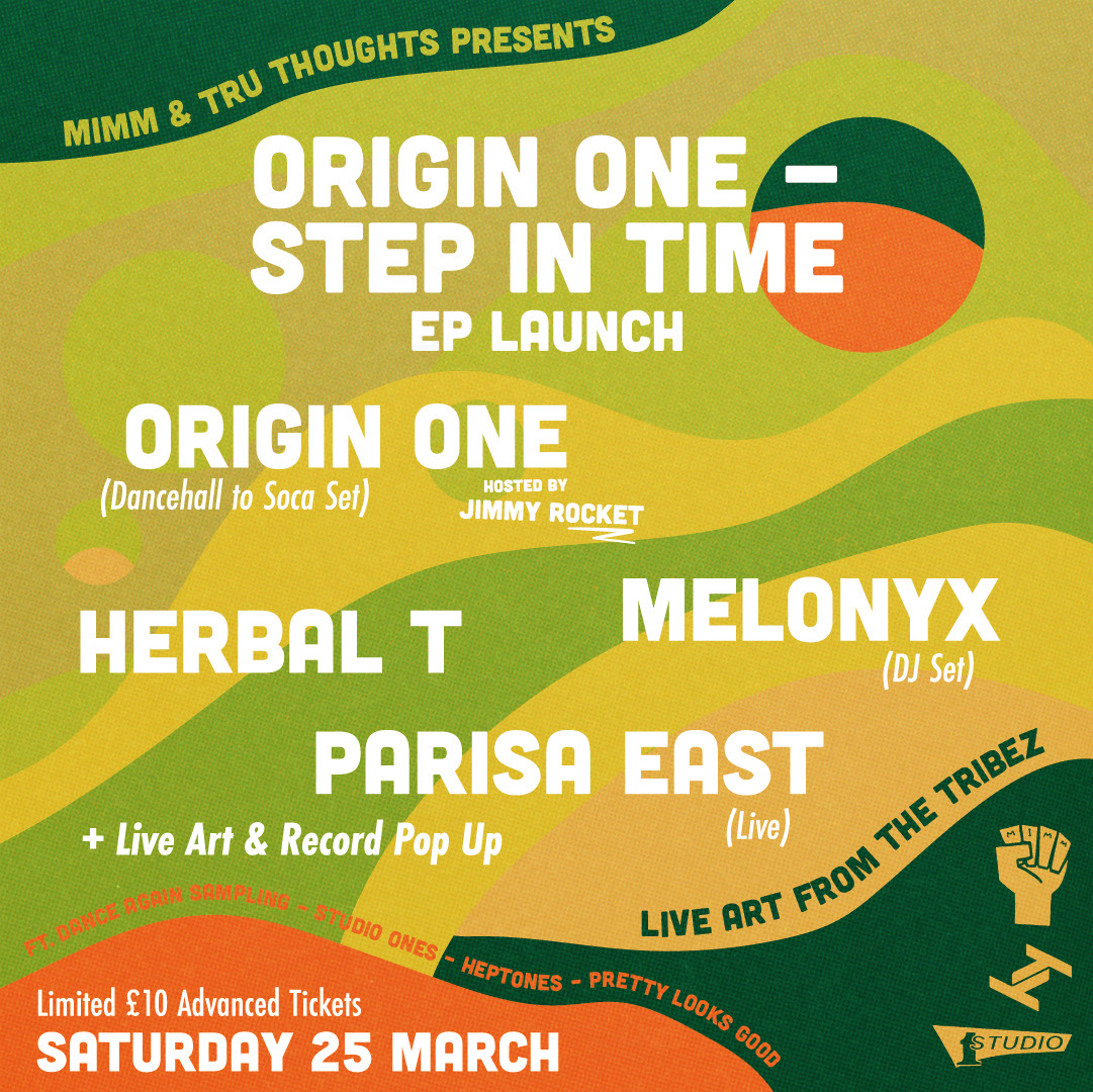 Tru Thoughts (@tru_thoughts) on Twitter photo To celebrate + showcase his new 'Step in Time' EP, Nottingham producer Origin One <a href="/OriginOneMusic/">Origin One</a>  will be throwing a launch party at <a href="/mimmstudios/">mimm.studios</a>  next Sat; feat. <a href="/parisaeast/">Parisa East</a>, Herbal T, <a href="/melonyxmusic/">melonyxmusic</a> and hosted by Jimmy Rocket <a href="/younastyson/">Jimmy Rocket</a>
Tickets/Info: eventbrite.com/e/mimm-tru-tho… To celebrate + showcase his new 'Step in Time' EP, Nottingham producer Origin One <a href="/OriginOneMusic/">Origin One</a>  will be throwing a launch party at <a href="/mimmstudios/">mimm.studios</a>  next Sat; feat. <a href="/parisaeast/">Parisa East</a>, Herbal T, <a href="/melonyxmusic/">melonyxmusic</a> and hosted by Jimmy Rocket <a href="/younastyson/">Jimmy Rocket</a>
Tickets/Info: eventbrite.com/e/mimm-tru-tho…