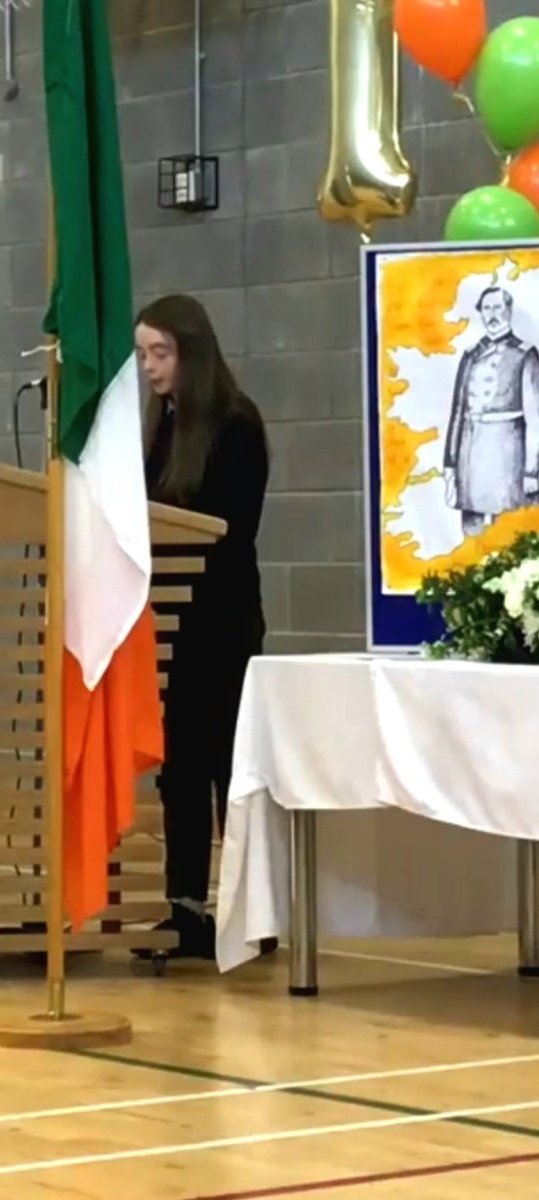 Anna Ward with a powerful reading of  #TheProclamation at #FlagDay2023 @tfmf1848 #FinnValleyCollege #Peace #Unity #ETBEthos #Community #Respect #Empathy #Care #wearedonegaletb @DonegalETB @AislingConnol16