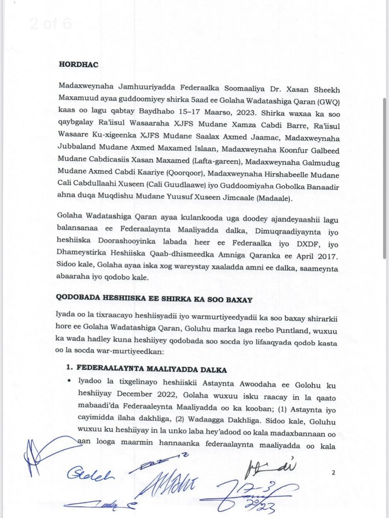 MrQoorqoor's tweet photo. We have just concluded the 5th NCC session in Baidoa, together with FGS and FMS leaders. National security, elections and fiscal federalism where among agendas discussed and agreed.

See the communique below.
#Baidoa https://t.co/s4Pori1clW