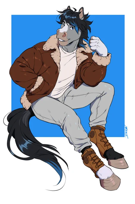 A horse, of course! Fullbody piece for the stylish  who asked for some nifty hoof-boots and I'm honestly kind of loving it 