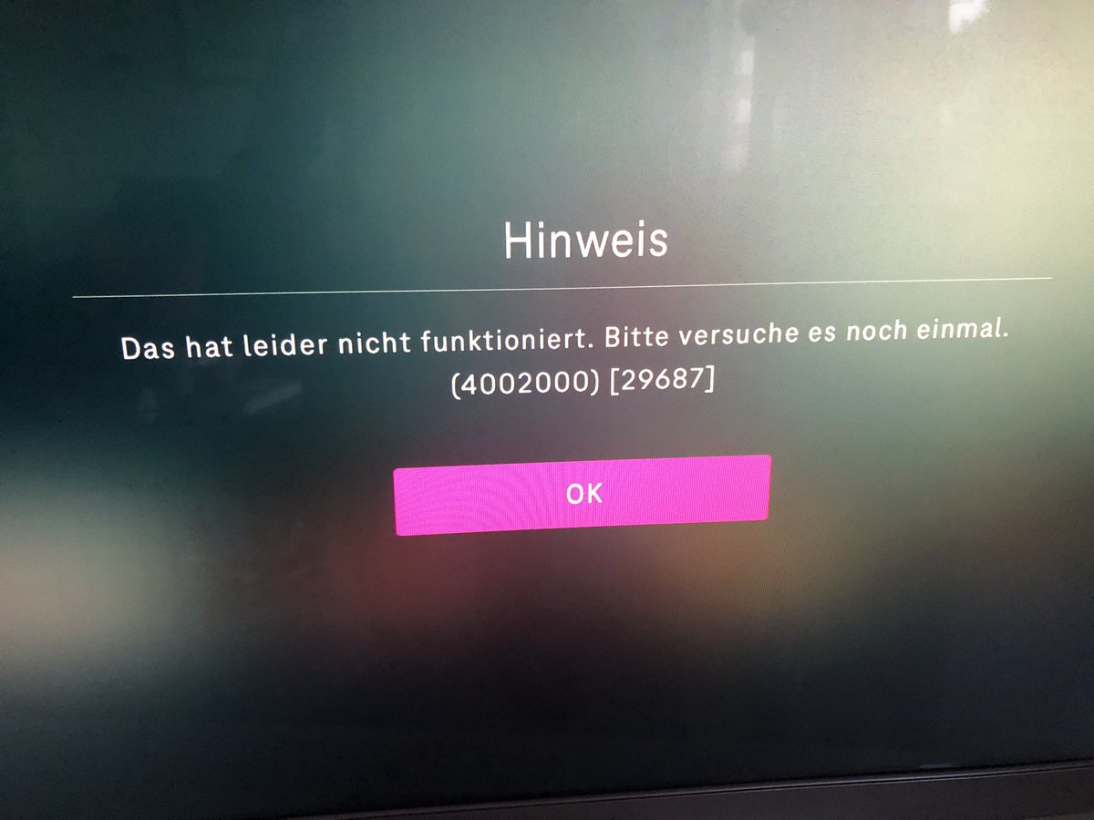 quickerfox's tweet photo. Hallo @Telekom_hilft Seit 2 Tagen meldet die MagentaTV-App auf dem AppleTV ständig diesen Fehler. Was ist das los? https://t.co/kYZa0He51P