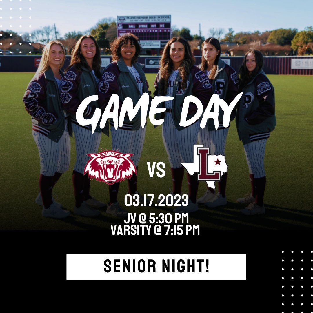planosoftball's tweet photo. IT’S GAME DAY YALL!! Be sure to bundle up and come celebrate our 6 awesome seniors tonight for Senior Night! Your Lady Wildcats will take on the Lewisville Farmers. JV will play at 5:30 pm and Varsity will play at 7:30 pm. https://t.co/ZFtVzAR20X