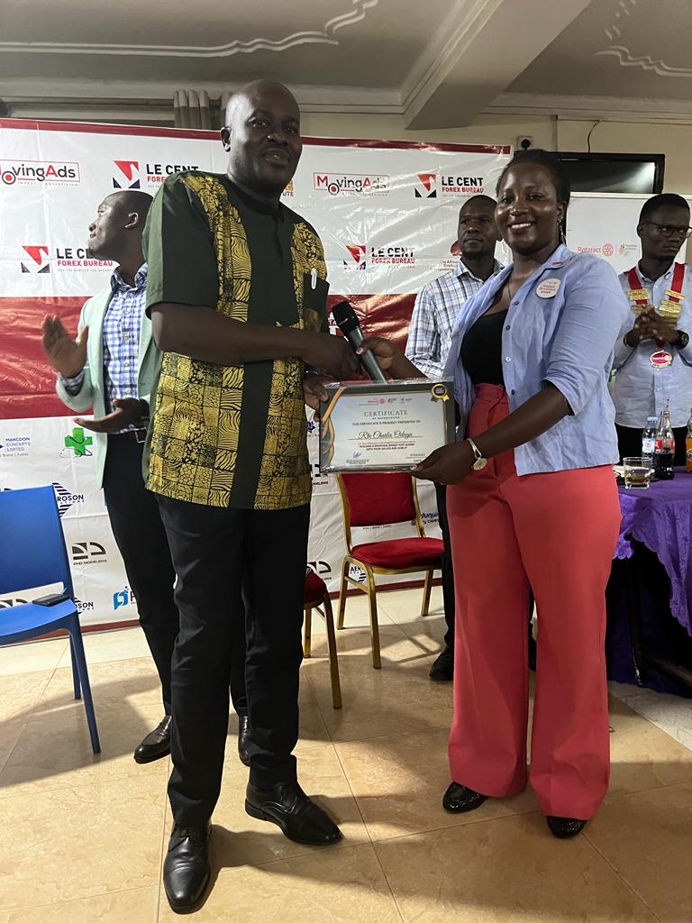 Destadia's tweet photo. Token of appreciation presented by PE @engpafra256 and AP Lorna from @RctKyambogoUniv to our great speakers Rotarians Charles and Ronnie.
We appreciated you so much for making time and be apart of the #RotaractWeek23 in our #DestadiaFridays https://t.co/gmkQXUV0hf