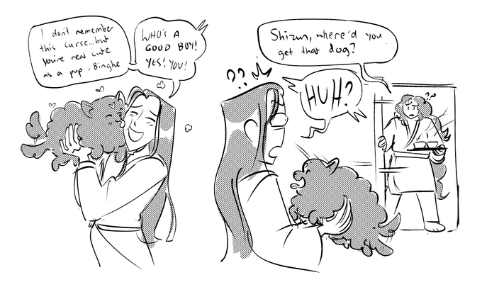 [#svsss] good morning, I heard it was Bingpup week 💕💕SQQ loves his fluffy "little" guy 